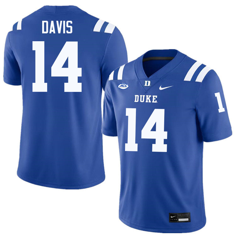 Duke Blue Devils #14 Bryce Davis College Football Jersey Stitched-Blue